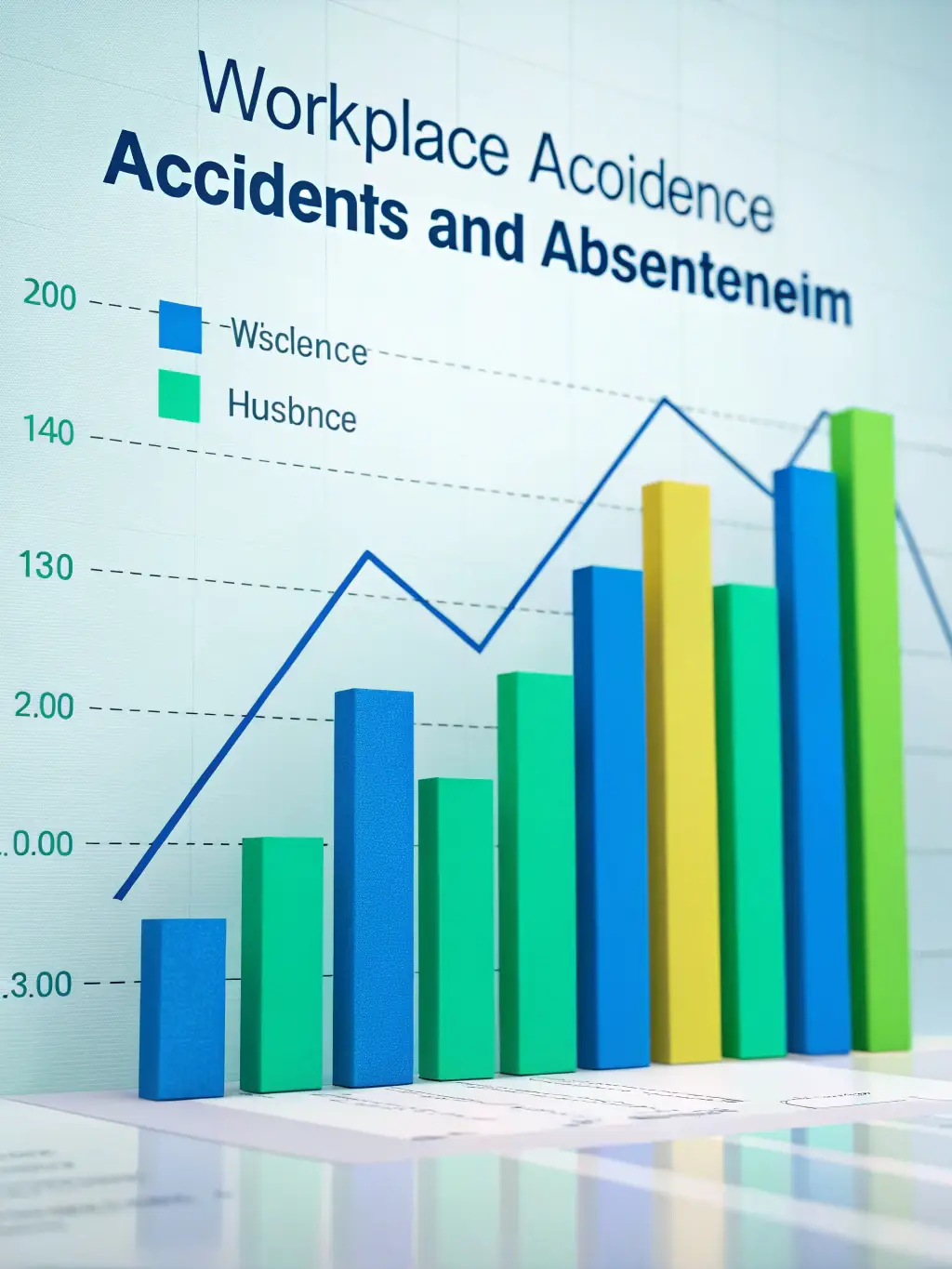 A graph showing reduced costs associated with workplace accidents and absenteeism after implementing drug testing.