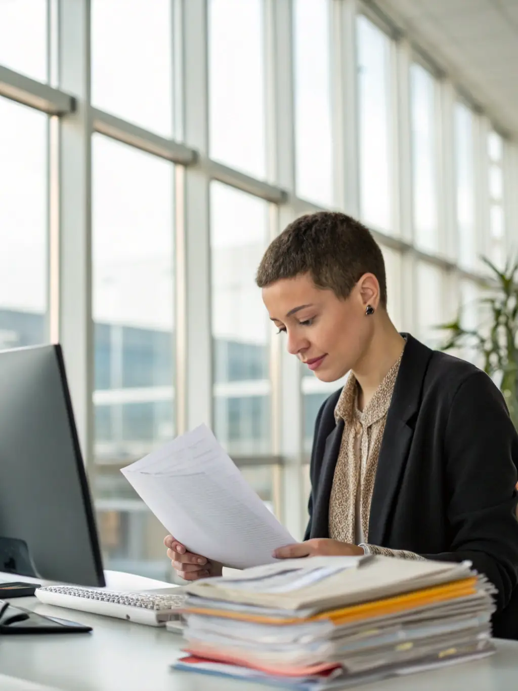 An image of a compliance officer reviewing documents, highlighting the importance of regulatory adherence.